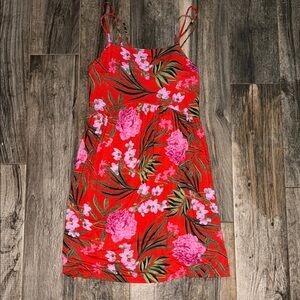 Floral Burnt Orange and Pink Women's Dress